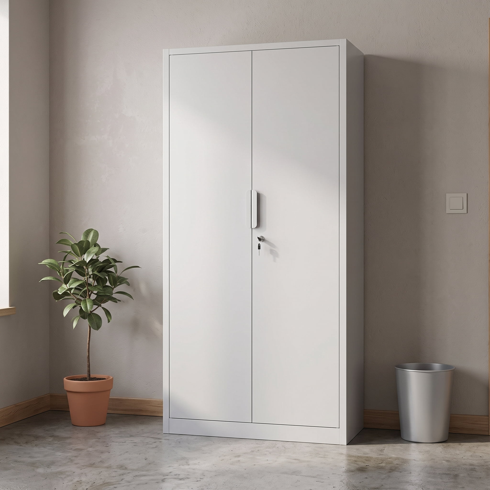 72-Inch 2-Door File Cabinet with Lock, 4 Adjustable Shelves, Heavy-Duty Steel Construction, for Commercial Office, Home Office, Legal Size & Letter File Storage