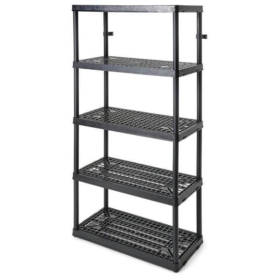 72 Inch 5 Shelf Heavy Duty Light Weight Garage or Indoor Storage Unit Holds up to 150 Pounds with Easy Assembly (1 Pack), Black