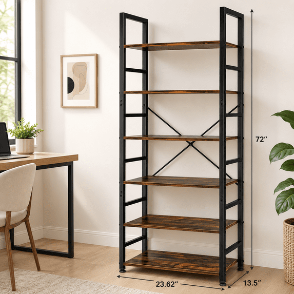 72 Inch 5-Tier Home Storage Shelves, Bookshelf Organizer with ...