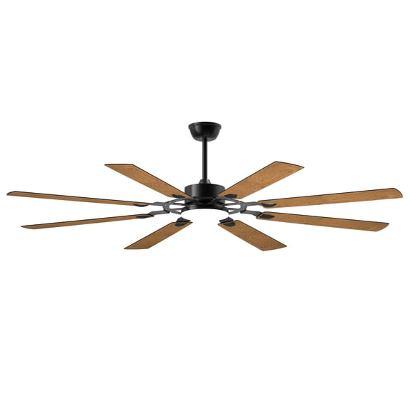 72-Inch 8-Blade Large Ceiling Fan with Reversible Quiet DC Motor and Integrated LED Light, Modern Indoor Outdoor Ceiling Fan for Kitchen Living Room Terrace in Black