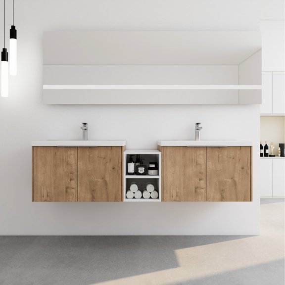 72 Inch Bathroom Vanity with Double Door Cabinet and Resin Basin Stylish Bathroom Addition