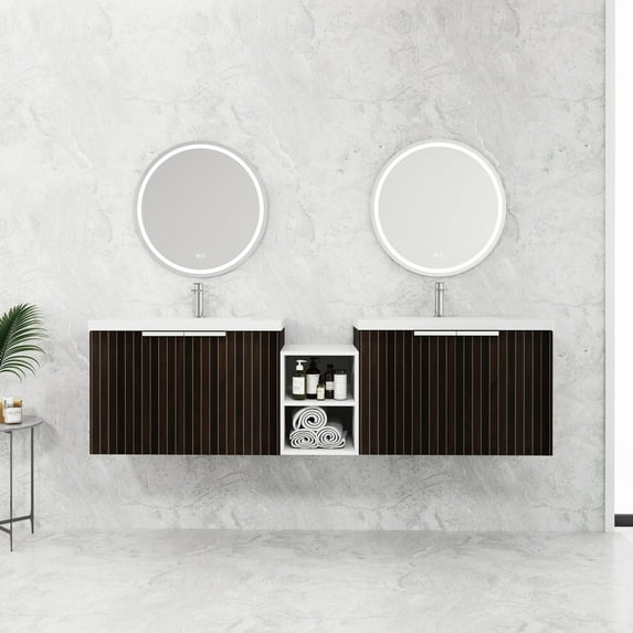 72 Inch Bathroom Vanity with Resin Sink and Storage Function / Meet Your Storage Needs in Your Bathroom