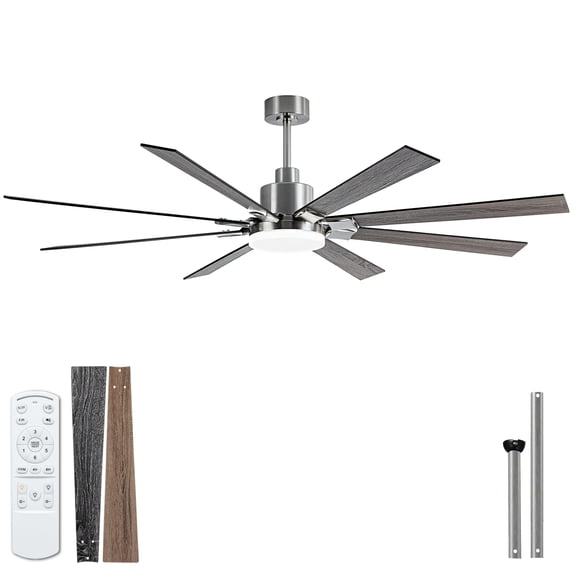 Rc Switch Library 72 Inch Ceiling Fan with Light, Nickel Finish, 8 Plywood Blades, Remote ...