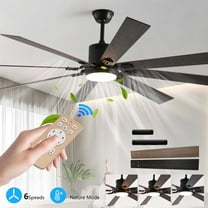 72 Inch Ceiling Fan with Light and Remote 8 Walnut Wood Blades 6-Speed Reversible DC Motor