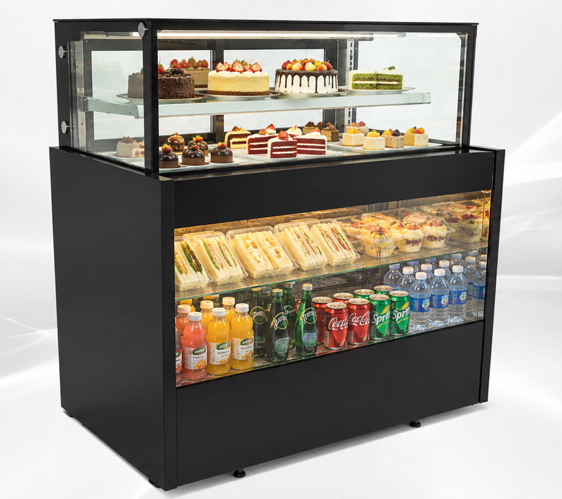 72 Inch Commercial Open Air Display Refrigerator Grab and Go Merchandiser Cooler ETL NSF Certified Black