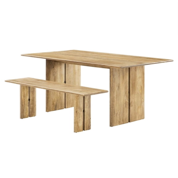 72 Inch Dining Table, Brown Oak, Wood, Rectangular, Kitchen Cafe Bistro Hospitality Restaurant, Modern Contemporary HB35904
