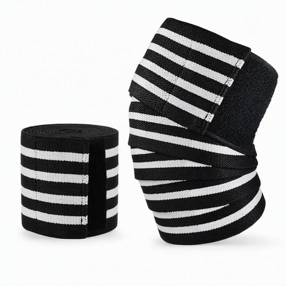 72 Inch Elastic Striped Weight Lifting Knee Wraps, Breathable Quick Dry Compression Knee Support for Squats Powerlifting CrossFit Training