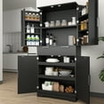 thumbnail image 1 of 72 Inch Fluted Kitchen Pantry Cabinet with Keyboard Drawers and 6 Door Shelves Adjustable, Modern Freestanding Storage Cupboard with Built-in Spice Rack for Bathroom, Dining Room and Entryway, Black, 1 of 9