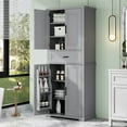 thumbnail image 1 of 72 Inch Freestanding Bathroom Storage Cabinet with Adjustable Shelves, 7-Tier Floor Cabinet with Drawer and Doors for Bathroom, Living Room, Office, Grey, 1 of 8