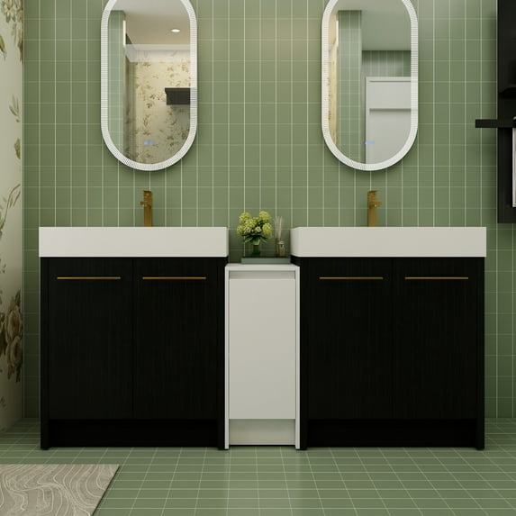 72 Inch Freestanding Bathroom Vanity with Resin Sink and Storage Cabinets, Soft-Closing Doors Modern Bathroom Furniture, Combination Cabinet Design for Home Renovation, Easy KD Package Assembly