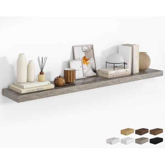 72 Inch Grey Floating Wall Shelf, 8