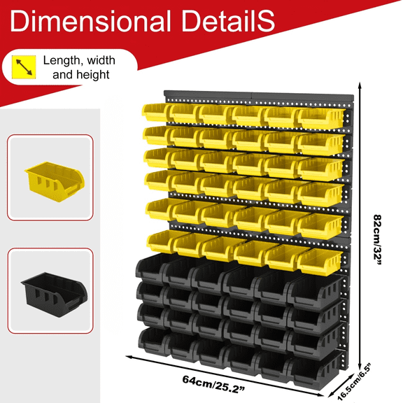 ZZH-Wall Mounted Storage Bins, Tool Organizer for Garage Storage, Screws, Nuts, Bolts, Small Hardware Parts