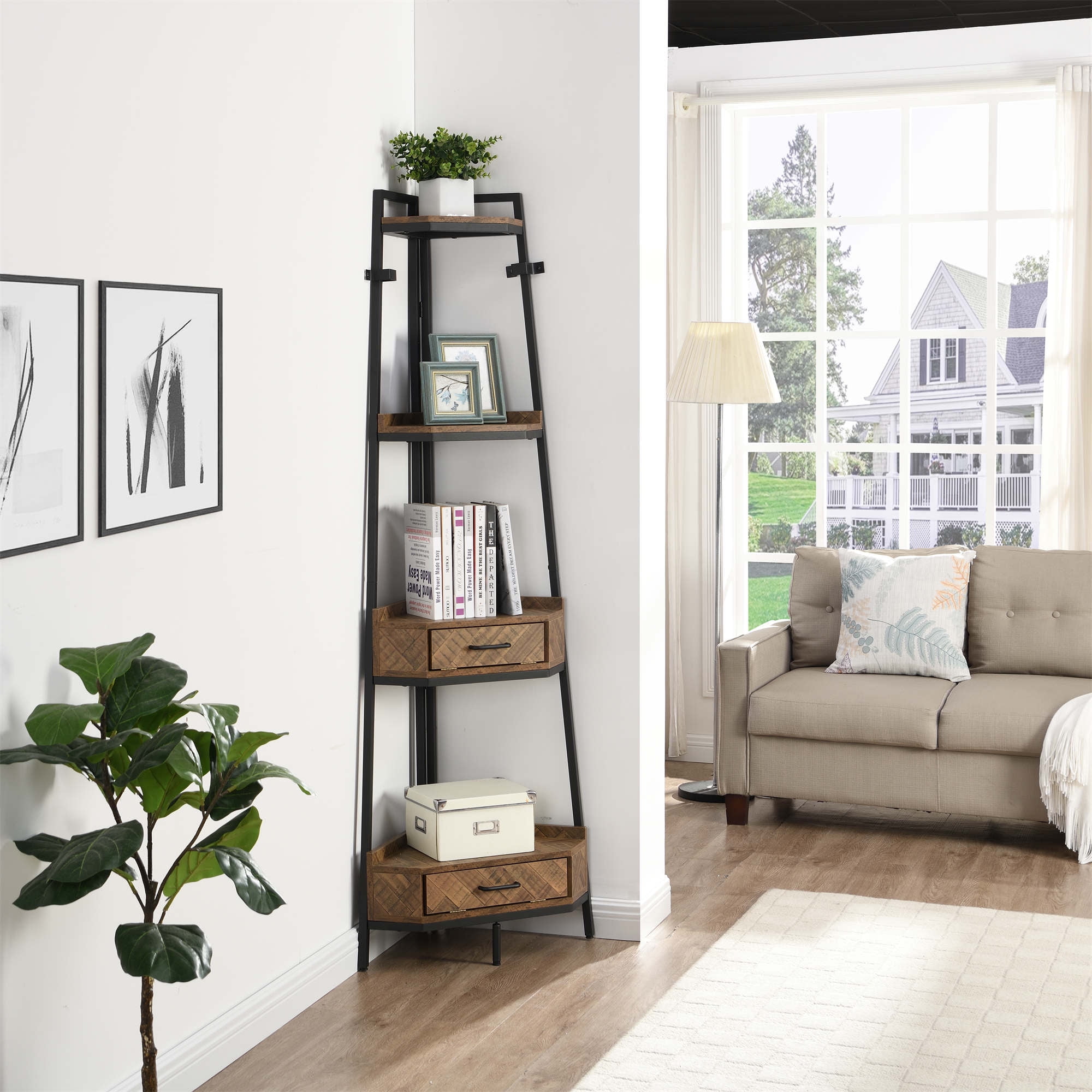 Bathroom corner 2024 ladder shelf