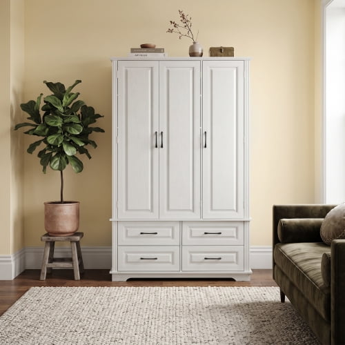 72-Inch Kitchen Pantry Cabinet with 3 Pull-Out Trays, Farmhouse Embossed Wood Grain Storage Cabinet with 5 Door Racks, Rustic Freestanding Cupboard for Home Kitchen and Dining Room, White