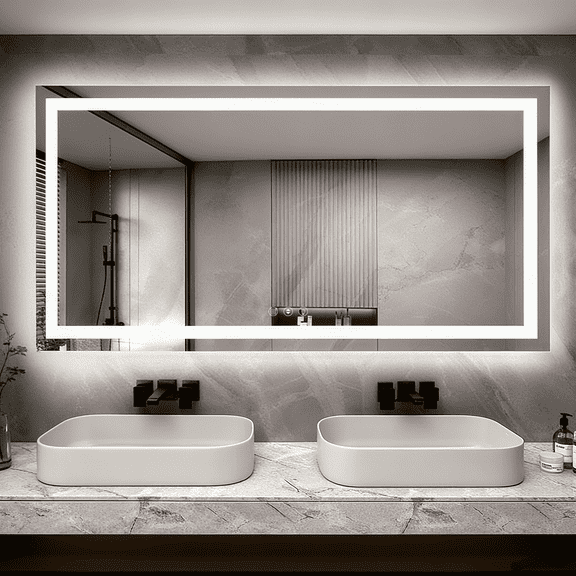72 Inch LED Bathroom Mirror with Lights - Dimmable Anti Fog Vanity Mirror, 3 Color Temperature Settings, IP44 Waterproof, Horizontal/Vertical Wall Mount, Front & Back Lighting