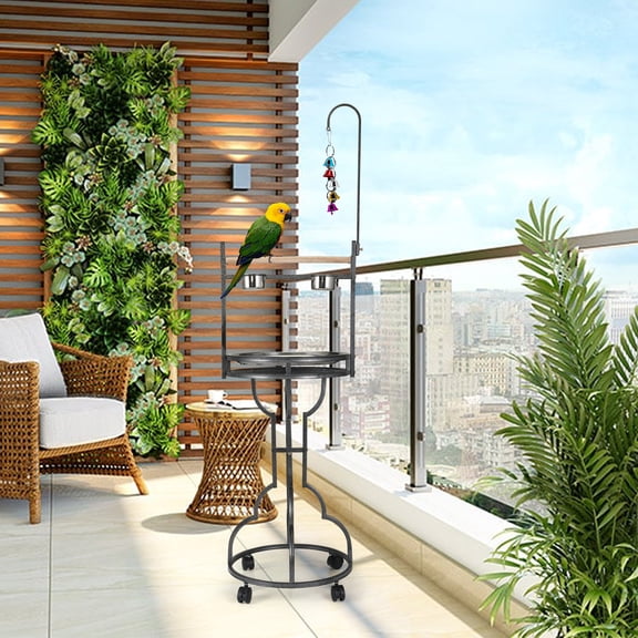 72 Inch Large Metal Parrot Playstand, Open Design Movable Bird Perch Stand for Medium Large Parrots Indoor Use