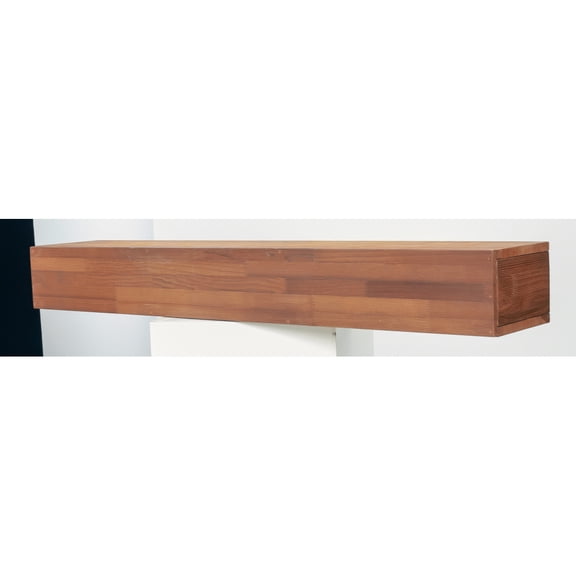 72Inch LightBrown SolidCedarWood Floating Fireplace Mantel, WallMounted Rustic Wooden Shelf with Hidden Metal Bracket, 50LBS LoadBearing Capacity