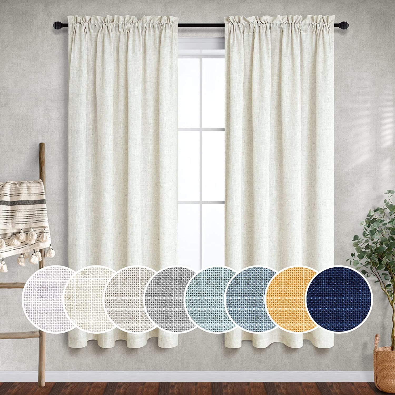 SHIYOU-72 Inch Long Curtains for Living Room,Light Filtering Boho Semi ...