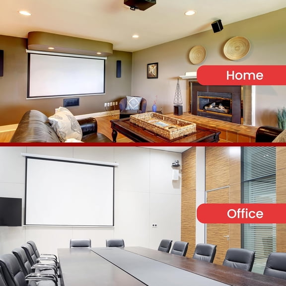 72-Inch Manual Pull Down Projector Screen, Matte White Projection Surface, Ceiling or Wall Mount Screen Projector with Auto-Lock & Black Border for Home Theater or Office (42.5" x 56.6")