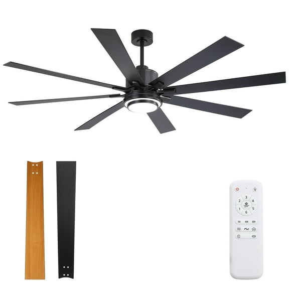 72-Inch Modern Ceiling Fan with Light and Remote，12 Blades Large Ceiling Fans for Indoor Use – Living Room, Bedroom, Patio