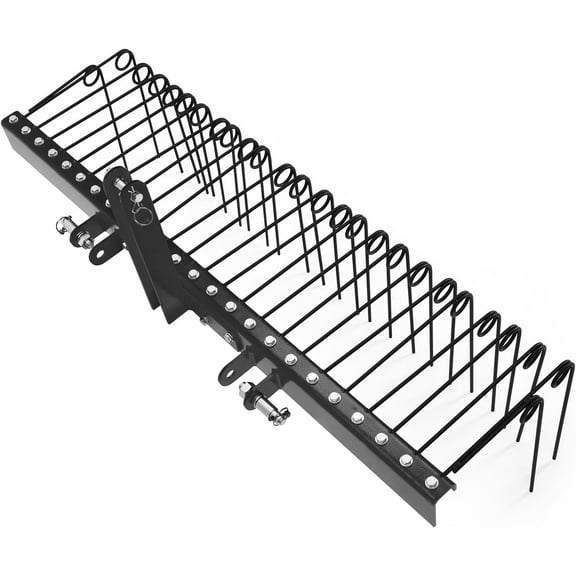 72 Inch Pine Straw Rake, 30 Coil Spring Tines Durable Powder Coated Steel