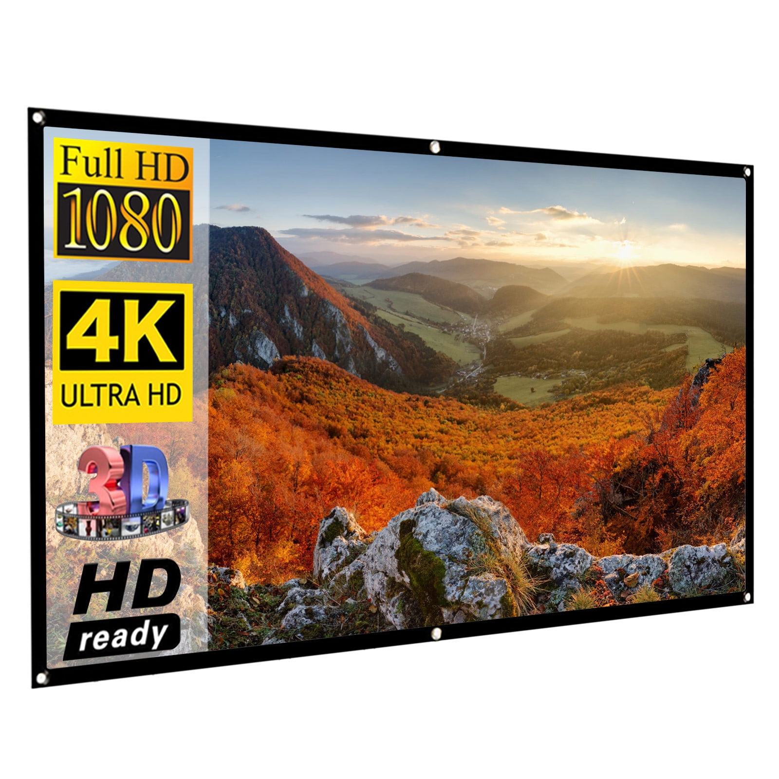 72 Inch Projection Screen 169 Foldable Crease Portable Projector