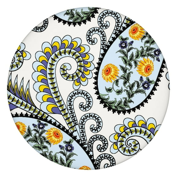 72 Inch Round Stretch Tablecloth - Ethnic Mandala Pattern Waterproof Fitted Table Cover, Anti-Slip Elastic Edge for Outdoor Picnics & Parties