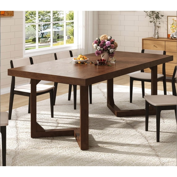 70" Solid Wood Dining Table for 6-8 People, Modern Farmhouse Kitchen Table Rectangular Dining Room Table for Home Office