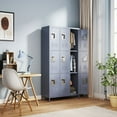 thumbnail image 1 of 72-Inch Tall Metal Locker, Modern 9 Door Lockers with Pothook and Security Door Lock, Solid Storage Locker for Home, Gym, School, Office, Basement (Gray), 1 of 9