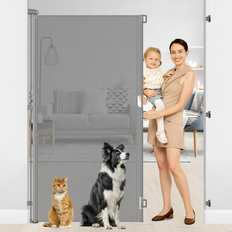 72 Inch Tall Retractable Baby Gate Extra Tall Retractable Pet Gate 6 Foot Extra Tall Cat Gate for Doorway 55 Inch Wide Retractable Dog Gate 6 Ft Extra