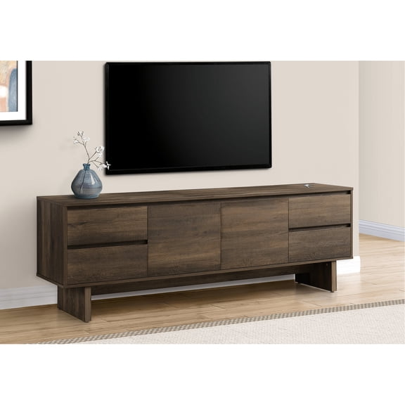 72 Inch Transitional TV Stand | Entertainment Setup Elevator | Adjustable Shelving for Organization