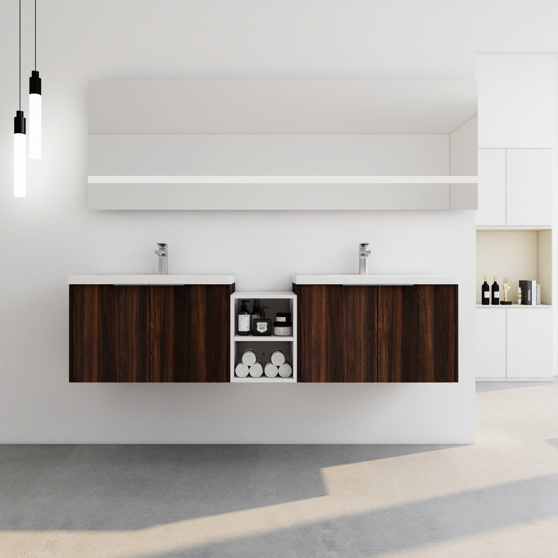 Vanity Keep 72 Inch Vanity with Small Storage Shelves+Ample Space