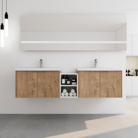 72-Inch, Water-Resistant, Durable - Soft Closing Hinges & Firm Handles - Bathroom Maintenance - Reliable Vanity