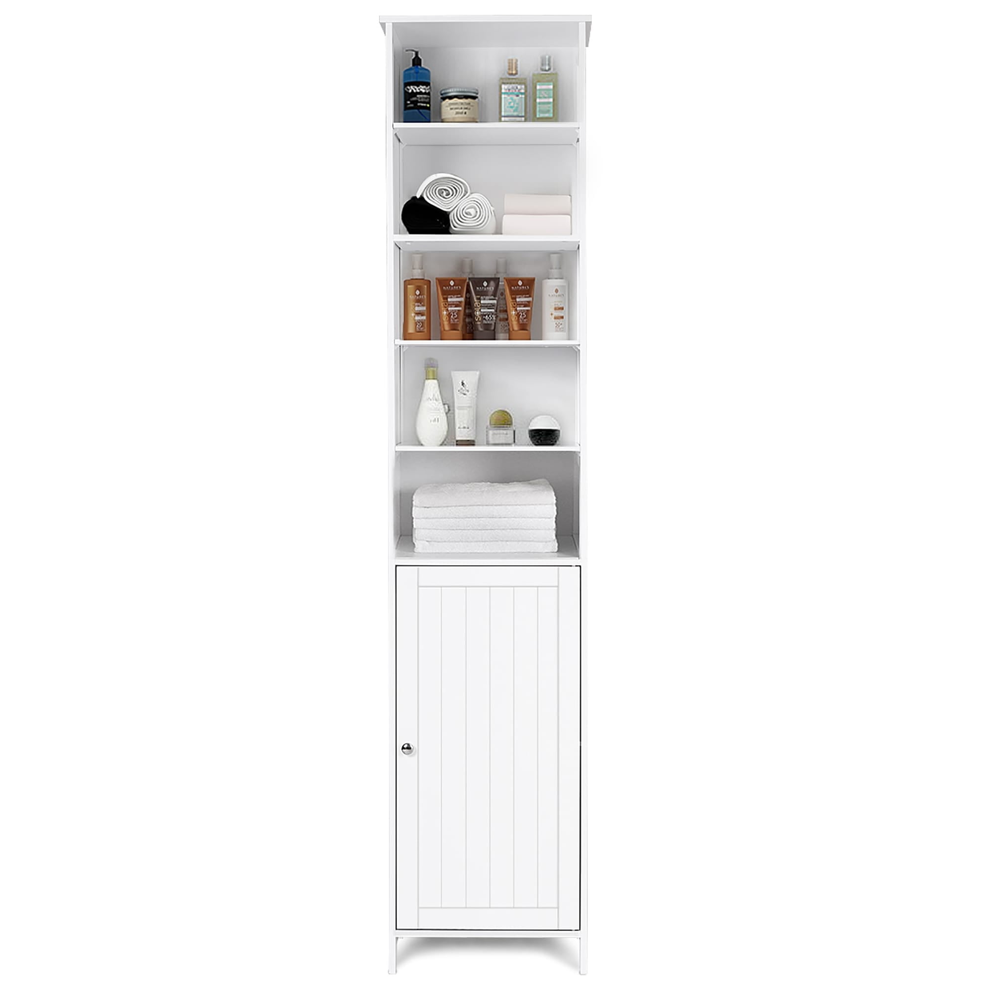 72-Inch White MDF Lockable Cabinet with Adjustable Shelving