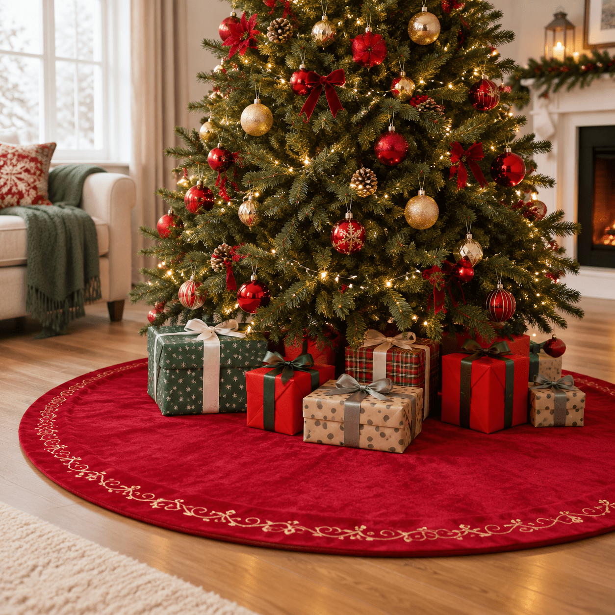 Red Tree Dress 72 Inchmas Red Tree Skirt(classical Style) - Walmart.com