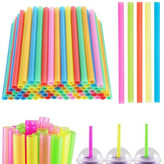 72 Jumbo Drinking Straws Wide Neon Milkshake Smoothie Plastic Bar BPA Free Large