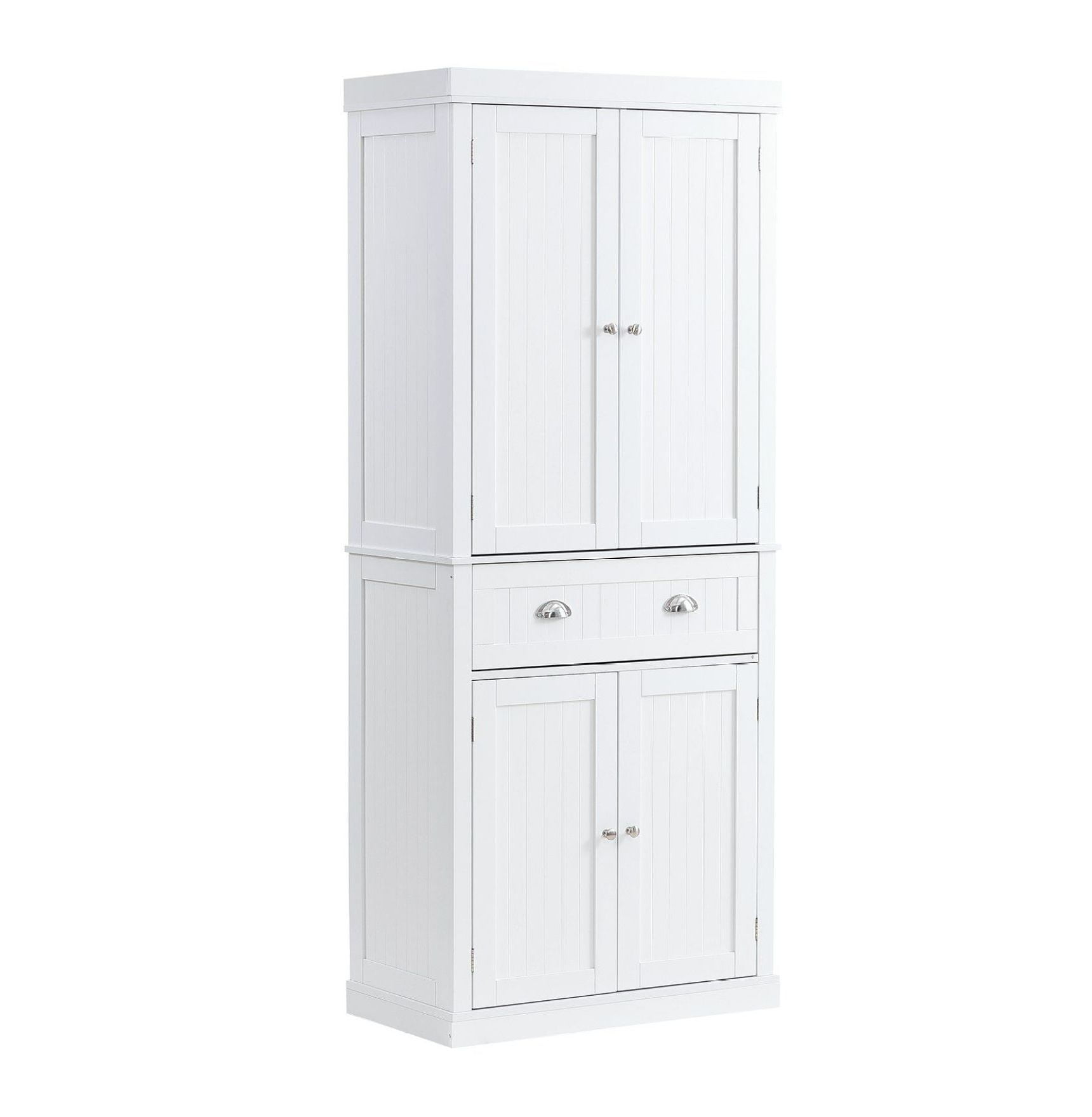 72" Kitchen Pantry Cabinet, Freestanding Storage with Doors & Drawer, Adjustable Shelves, Tall Buffet Pantry for Kitchen, Living Room, White