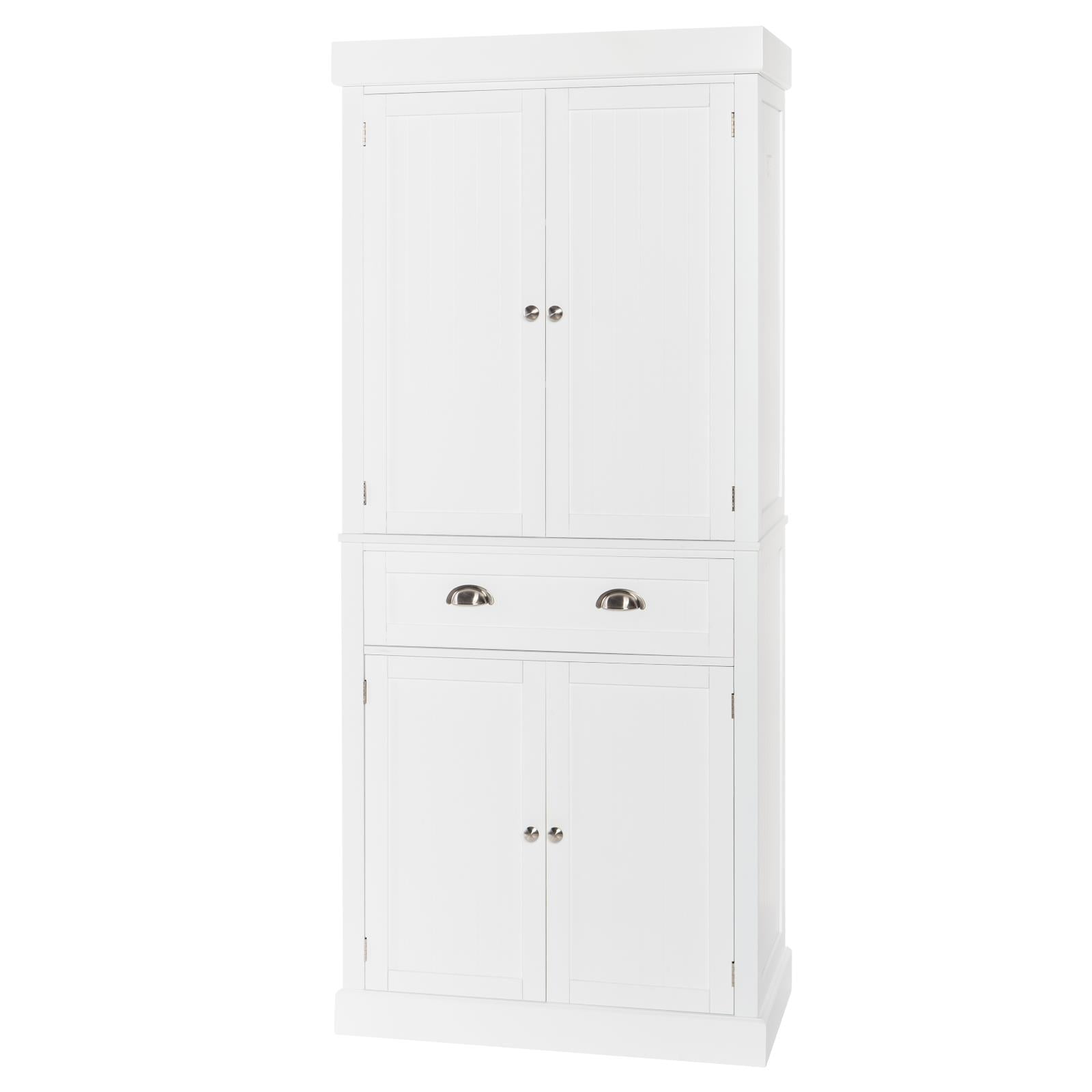 White Rectangular MDF Kitchen Pantry with Adjustable Shelves
