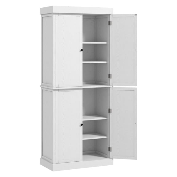72" Kitchen Pantry Cabinet - White Storage with Adjustable Shelves, Elegant Kitchen Organizer