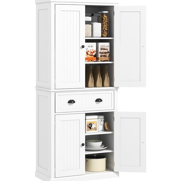 72" Kitchen Pantry with Easy - Gliding Drawer / Smooth Access to Stored Items