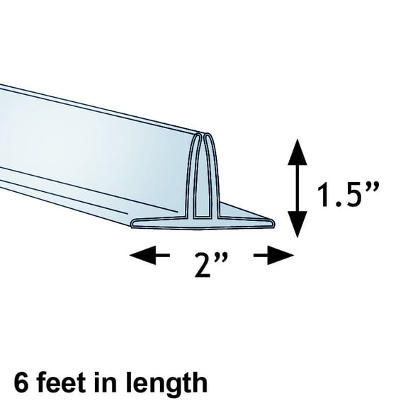 72"L x 2"W x 1.5"H T-Strip Sign Holder, 5-Pack