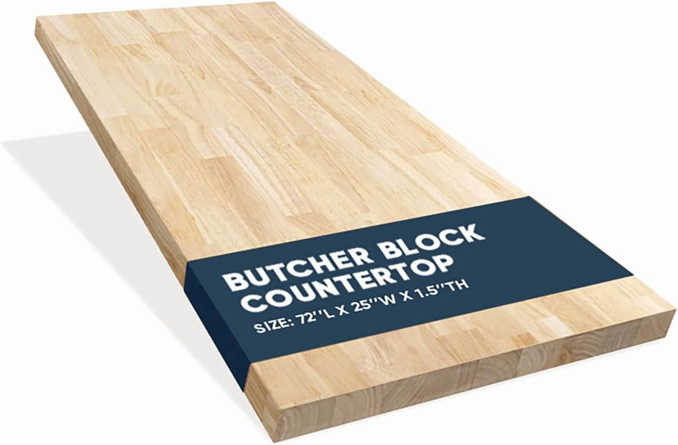 72''L x 25''W x 1.5''Th Hevea Solid Wood Butcher Block Countertop, 6ft ...