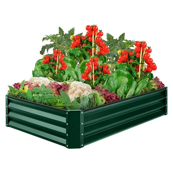 72"L x 36"W x 12"H Outdoor Metal Raised Garden Bed Box Vegetable Planter for Vegetables, Flowers, Herbs, and Succulents - Green