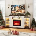 thumbnail image 1 of 72" LED Electric Fireplace with Mantel, Fireplace TV Stand for 80 Inch TV, Modern Entertainment Center with Storage, Delicate Three-Dimensional Molding with Remote Control for Living Room, 1 of 8
