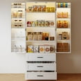 thumbnail image 1 of 72" LED Kitchen Pantry Cabinet with 3 Drawers Farmhouse Tall Storage Cabinet Wood Food Pantry with Barn Doors and Adjustable Shelves Versatile Storage Freestanding Cupboard for Kitchen, 1 of 8