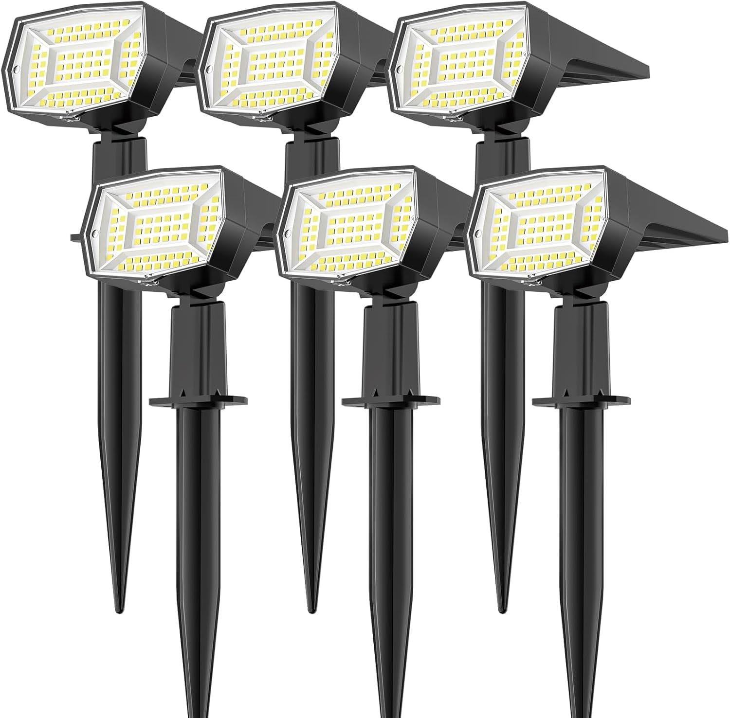 72 LEDs Solar Spot Lights Outdoor Waterproof, 3 Modes Landscape Spotlights, Dusk to Dawn Solar Powered Flood Wall Lights for Outside, Solar Garden Lights for Yard Porch 6 Pack (Cool White)