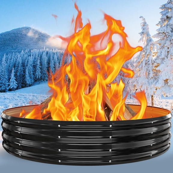 72" Large Fire Pit Ring for Outside, Heavy Duty Firepit & Outdoor Fireplace for Backyard, Bonfire, Patio & Camp, Portable High Heat Resistant Galvanized Steel Fire Ring