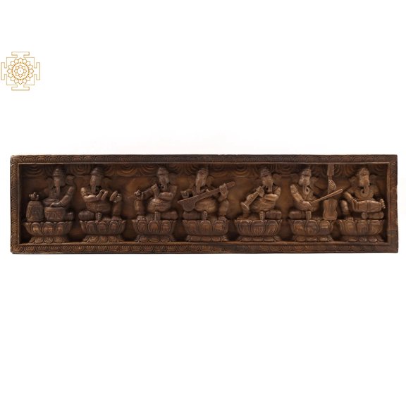72" Large Wooden Musical Ganesha Panel