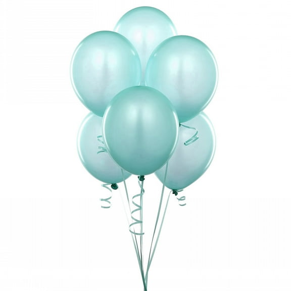 72 Latex Balloons 12" with Clips and Curling Ribbon - Aqua