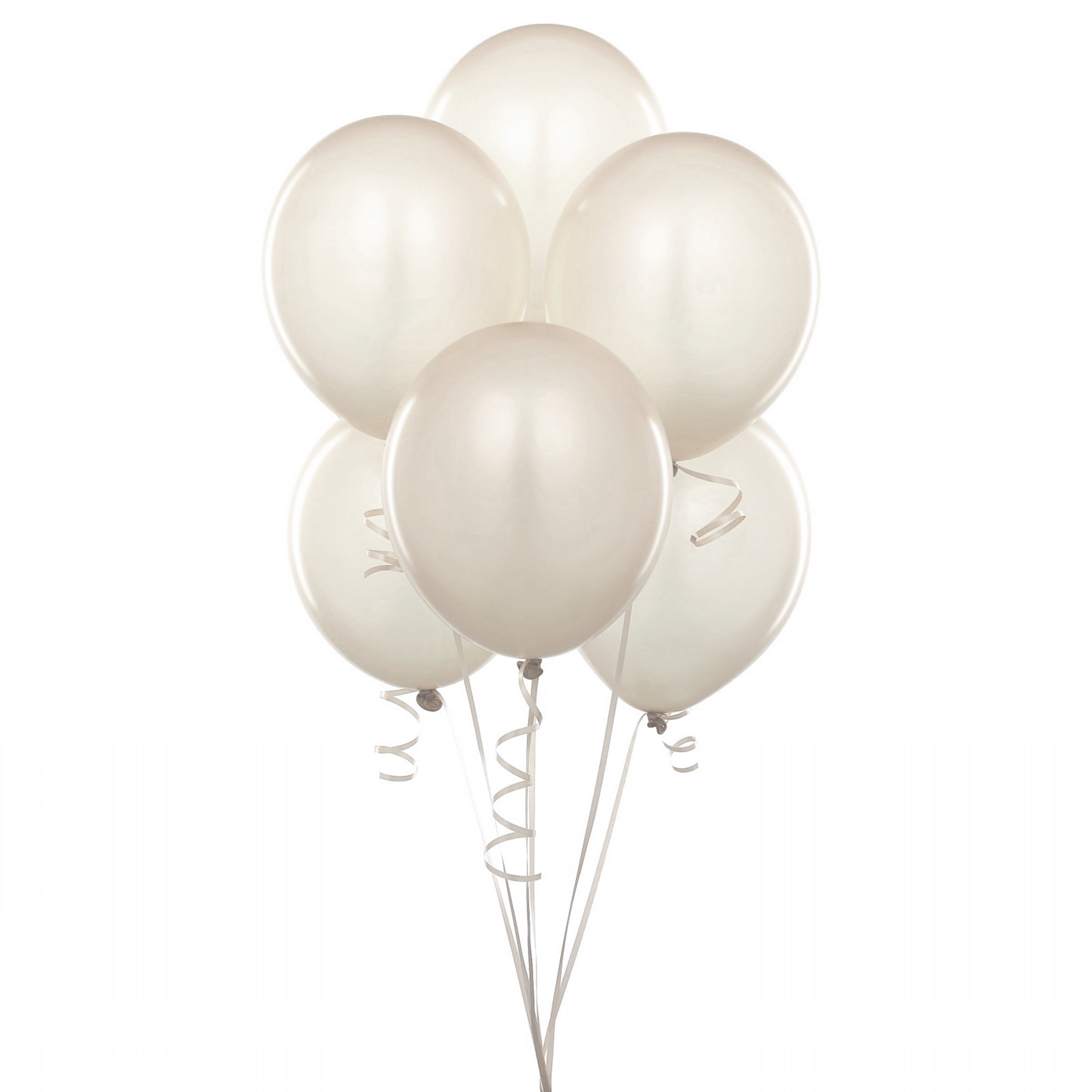 72 Latex Balloons 12" with Clips and Curling Ribbon - Ivory
